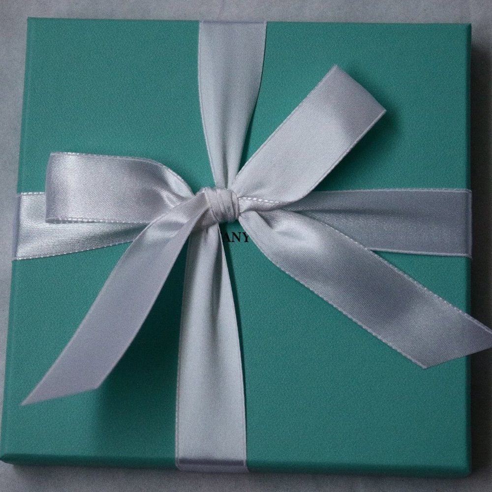 Tiffany & Co. Blue Gift Box with Ribbon Empty Cardboard Square 6"